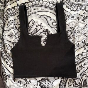 Zara Black Ribbed Crop Top